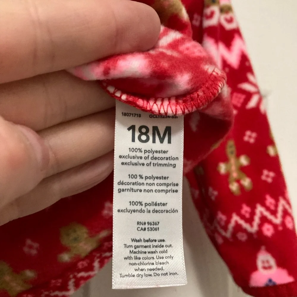 *Oshkosh B’gosh Red Festive Fair Isle Kids-18M Fleece Pullover Top #IR